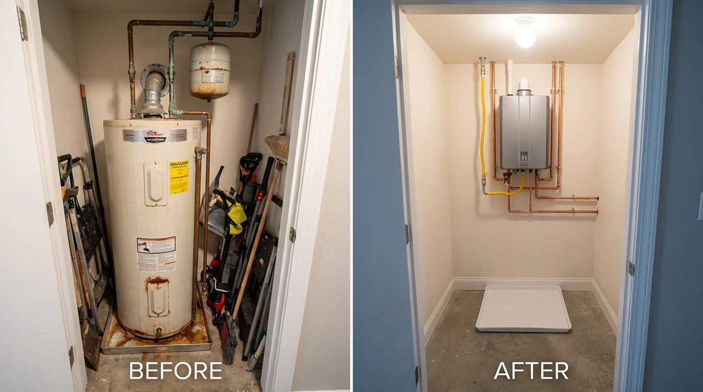 Tank water heater versus wall-mounted tankless unit comparison for Smithville, OH homeowners